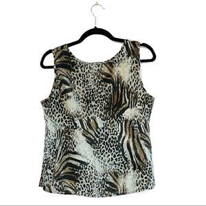 Kathy Chi Leopard Tiger Animal Print blouse Small